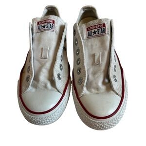 Converse All Star Low Chucks White No Laces Men’s Sz 5 Women’s Size 7